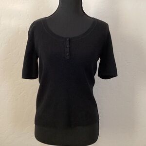Banana Republic black ribbed pullover short sleeve sweater, sz M